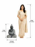Hand-carved 2 ft Buddha statue in natural stone, product view 6 highlighting the meditative form and carved details.