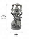 Hand-carved 2 ft Dakshinamurthy statue in natural stone, product view 5 highlighting the seated teaching form and carved details.