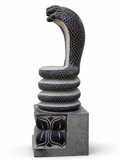 Hand-carved 2 ft Naga statue in natural stone, product view 3 highlighting the sculpture and carved details.