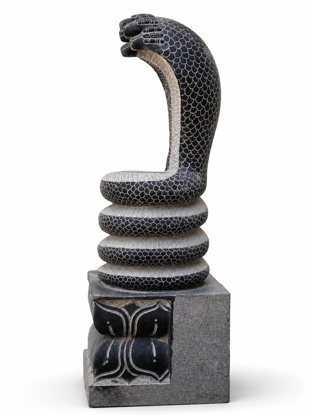 Hand-carved 2 ft Naga statue in natural stone, product view 3 highlighting the sculpture and carved details.