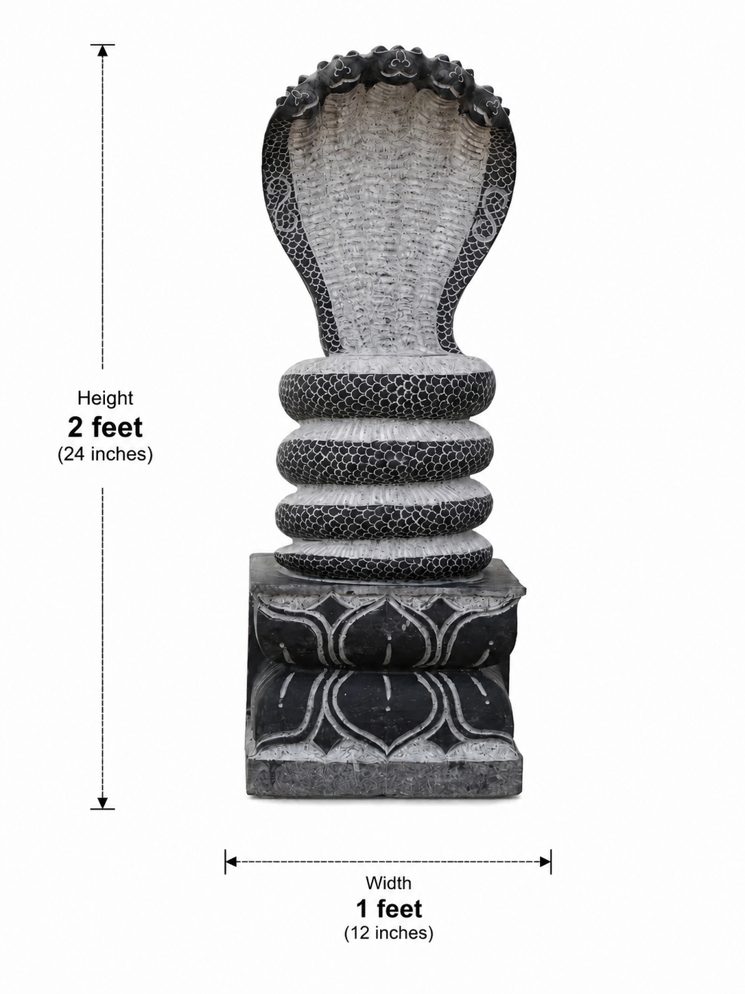 Hand-carved 2 ft Naga statue in natural stone, product view 5 highlighting the sculpture and carved details.