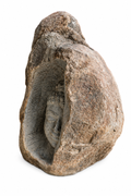 Hand-carved 2 ft Serene Buddha Face Natural Boulder Sculpture in natural Charnockite stone, product view 3 showing the sculpture and carved details.