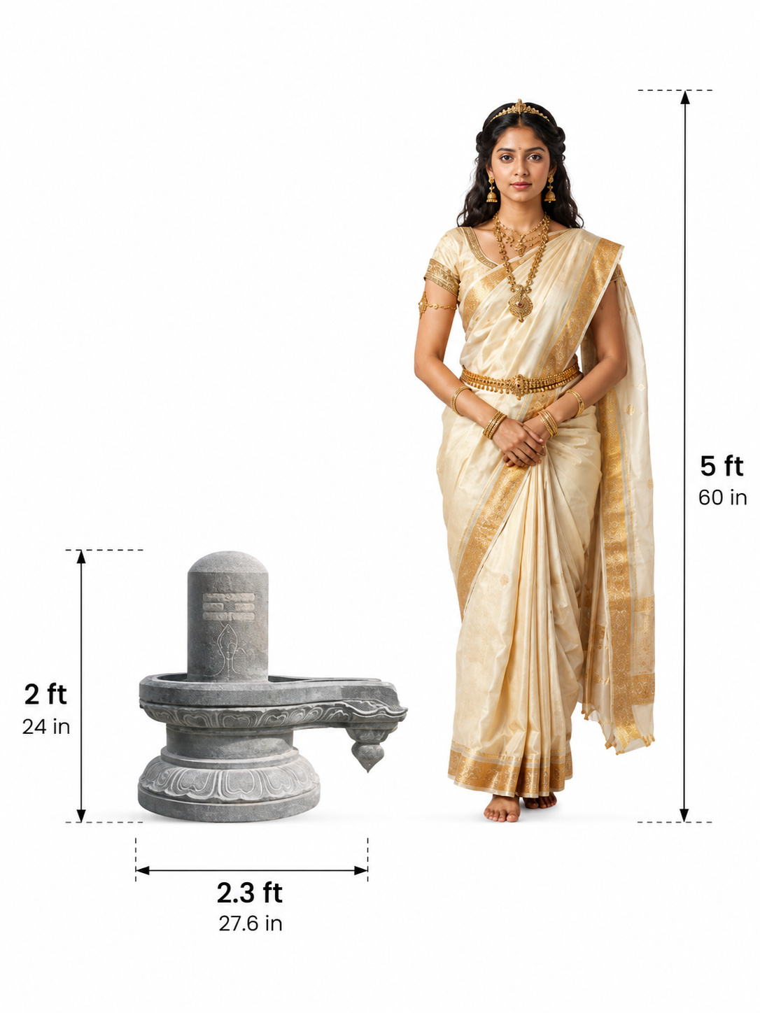 Hand-carved 2 ft Shiva Lingam with Carved Lotus Pedestal in natural Charnockite stone, product view 4 showing the sculpture and carved details.