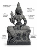 Hand-carved 2 ft Valli Ammai Devi statue in natural stone, product view 2 highlighting the sculpture and carved details.