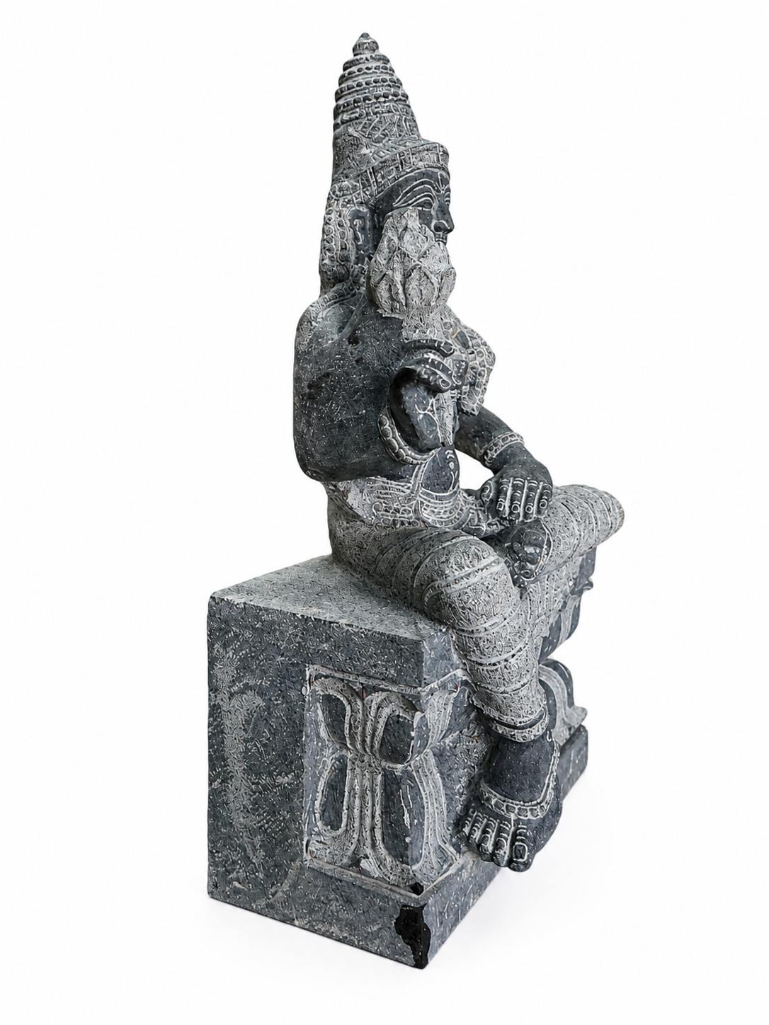 Hand-carved 2 ft Valli Ammai Devi statue in natural stone, product view 3 highlighting the sculpture and carved details.