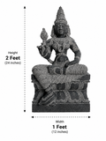Hand-carved 2 ft Valli Ammai Devi statue in natural stone, product view 5 highlighting the sculpture and carved details.