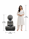 Hand-carved 3.5 ft Buddha statue in natural stone, product view 6 highlighting the meditative form and carved details.