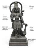 Hand-carved 3.5 ft Hanuman statue in natural stone, product view 2 highlighting the sculpture and carved details.