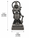 Hand-carved 3.5 ft Hanuman statue in natural stone, product view 5 highlighting the sculpture and carved details.