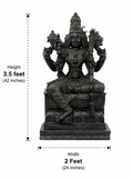 Hand-carved 3.5 ft Rajeshwari Amman statue in natural stone, product view 3 highlighting the sculpture and carved details.