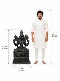 Hand-carved 3.5 ft Rajeshwari Amman statue in natural stone, product view 4 highlighting the sculpture and carved details.