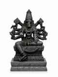 Hand-carved 3.5 ft Varahi Amman statue in natural stone, product view 1 highlighting the sculpture and carved details.