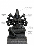 Hand-carved 3.5 ft Varahi Amman statue in natural stone, product view 2 highlighting the sculpture and carved details.