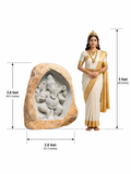 Hand-carved 3.6 ft Ganesha Boulder Statue in natural Charnockite stone, product view 5 showing the sculpture and carved details.