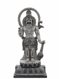 Hand-carved 3.75 ft Hanuman statue in natural stone, product view 1 highlighting the sculpture and carved details.