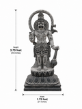 Hand-carved 3.75 ft Hanuman statue in natural stone, product view 6 highlighting the sculpture and carved details.
