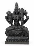 Hand-carved 3.75 ft Kamatchi Amman statue in natural stone, product view 1 highlighting the sculpture and carved details.