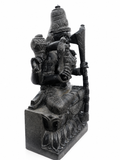 Hand-carved 3.75 ft Kamatchi Amman statue in natural stone, product view 3 highlighting the sculpture and carved details.