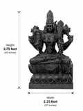 Hand-carved 3.75 ft Kamatchi Amman statue in natural stone, product view 4 highlighting the sculpture and carved details.