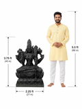 Hand-carved 3.75 ft Kamatchi Amman statue in natural stone, product view 5 highlighting the sculpture and carved details.