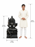 Hand-carved 3.75 ft Munishvaran statue in natural stone, product view 5 highlighting the guardian deity form and carved details.