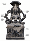 Hand-carved 3 ft Ambika Devi statue in natural stone, product view 2 highlighting the sculpture and carved details.