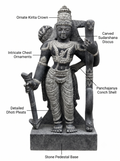 Hand-carved 3 ft Dasharathi Rama statue in natural stone, product view 2 highlighting the sculpture and carved details.