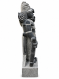 Hand-carved 3 ft Dasharathi Rama statue in natural stone, product view 4 highlighting the sculpture and carved details.