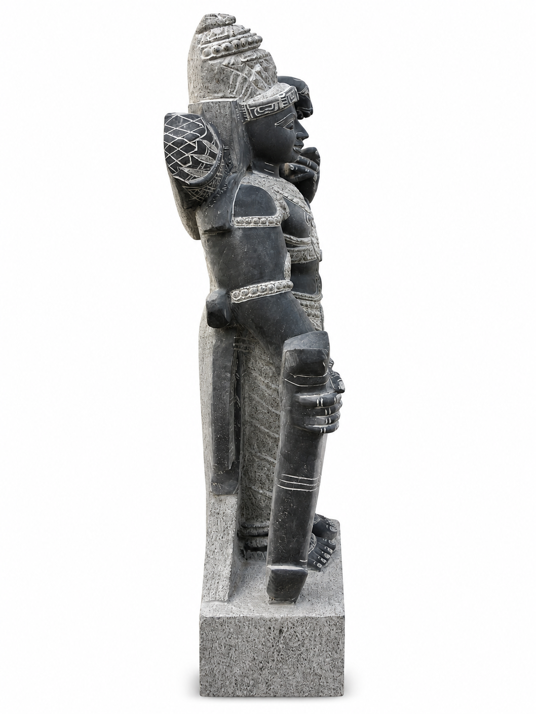 Hand-carved 3 ft Dasharathi Rama statue in natural stone, product view 4 highlighting the sculpture and carved details.