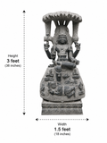 Hand-carved 3 ft Guru Dakshinamurthy statue in natural stone, product view 3 highlighting the seated teaching form and carved details.