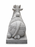 Hand-carved 3 ft Nandikeshwara statue in natural stone, product view 3 highlighting the sculpture and carved details.