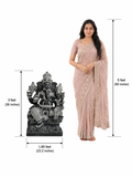 Hand-carved 3 ft Parvati Vinayagar statue in natural stone, product view 5 highlighting the paired deity form and carved details.