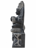 Hand-carved 3 ft Saraswati statue in natural stone, product view 3 highlighting the sculpture and carved details.