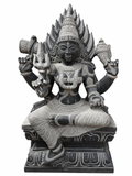 Hand-carved 3 ft Sivakami Amman statue in natural stone, product view 1 highlighting the sculpture and carved details.