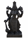 Hand-carved 3 ft Thuvara Sakthi right-side statue in natural stone, product view 1 highlighting the sculpture and carved details.