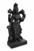 Hand-carved 3 ft Thuvara Sakthi right-side statue in natural stone, product view 3 highlighting the sculpture and carved details.