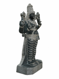 Hand-carved 3 ft Venkatesa Perumal statue in natural stone, product view 3 highlighting the sculpture and carved details.