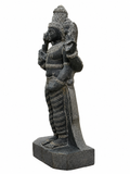 Hand-carved 3 ft Venkatesa Perumal statue in natural stone, product view 4 highlighting the sculpture and carved details.