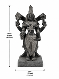 Hand-carved 3 ft Venkatesa Perumal statue in natural stone, product view 5 highlighting the sculpture and carved details.