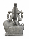 Hand-carved 4.5 ft Ankala Parameswari statue in natural stone, product view 3 highlighting the sculpture and carved details.