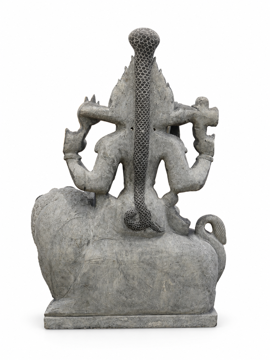 Hand-carved 4.5 ft Ankala Parameswari statue in natural stone, product view 3 highlighting the sculpture and carved details.