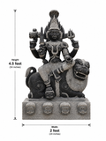 Hand-carved 4.5 ft Ankala Parameswari statue in natural stone, product view 4 highlighting the sculpture and carved details.