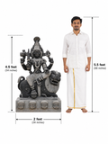 Hand-carved 4.5 ft Ankala Parameswari statue in natural stone, product view 5 highlighting the sculpture and carved details.