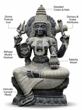 Hand-carved 4.5 ft Mahadevi statue in natural Charnockite stone, product view 2 highlighting the goddess form and carved details.