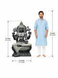 Hand-carved 4.5 ft Mahadevi statue in natural Charnockite stone, product view 3 highlighting the goddess form and carved details.