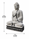 Hand-carved 4.6 ft Grand Buddha on Lotus Seat Statue in natural Charnockite stone, product view 4 showing the sculpture and carved details.