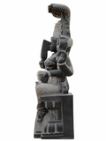 Hand-carved 5 ft Mariamman statue in natural stone, product view 3 highlighting the sculpture and carved details.
