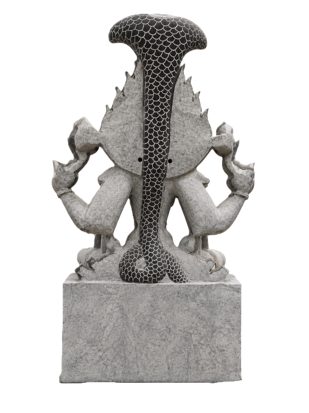 Hand-carved 5 ft Mariamman statue in natural stone, product view 4 highlighting the sculpture and carved details.