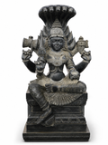 Hand-carved 5 ft Naga Mariamman statue in natural stone, product view 1 highlighting the goddess and serpent details.
