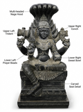 Hand-carved 5 ft Naga Mariamman statue in natural stone, product view 2 highlighting the goddess and serpent details.